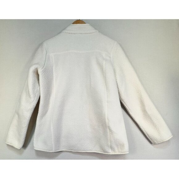 T By Talbots Womens Fleece Zip-Up Jacket Pockets Size M Ivory - Picture 9 of 11